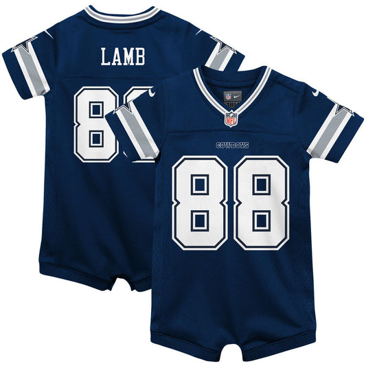 Infant CeeDee Lamb Navy Game Jersey Romper